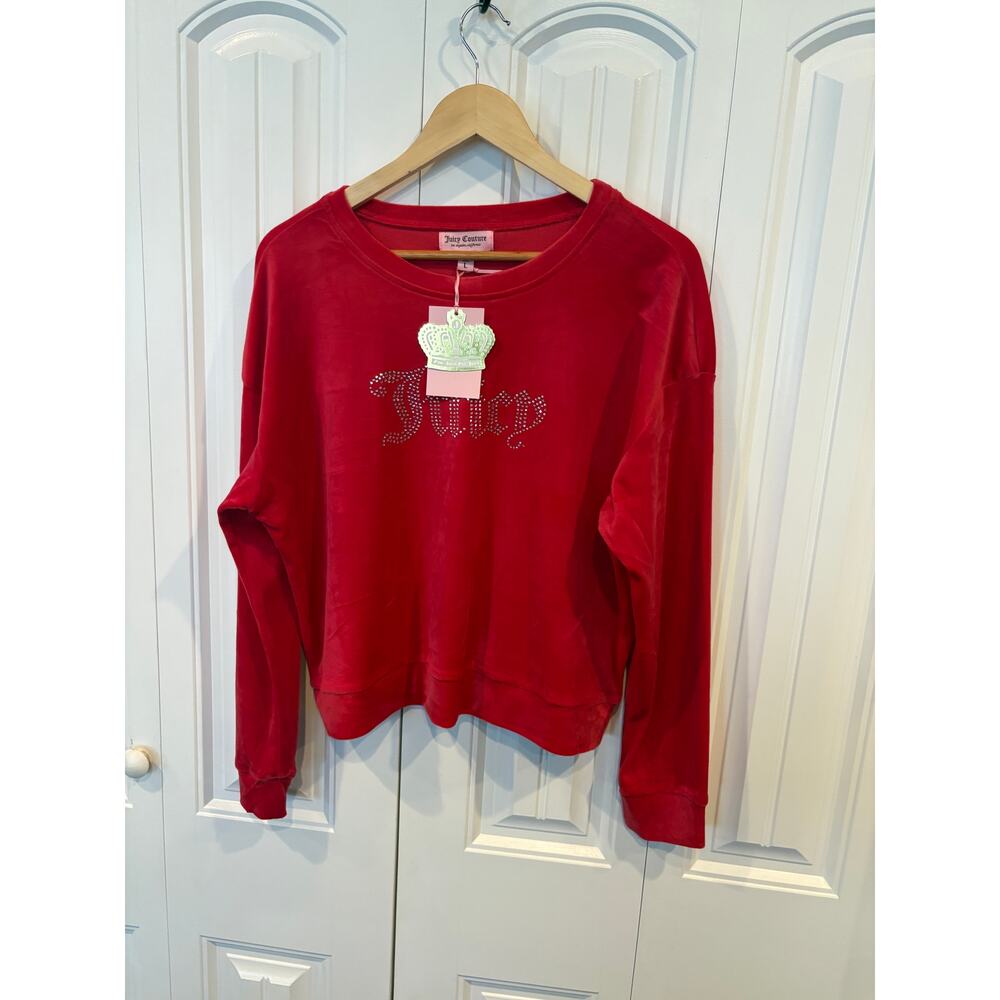 Juicy Couture Red Blingy Velvet Sweatshirt Size Large
